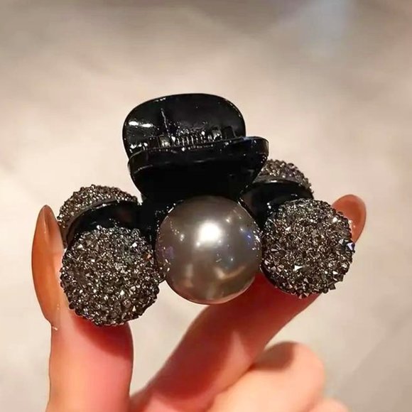 SPARKLING BLACK & SILVER HAIR CLIP - Picture 1 of 2